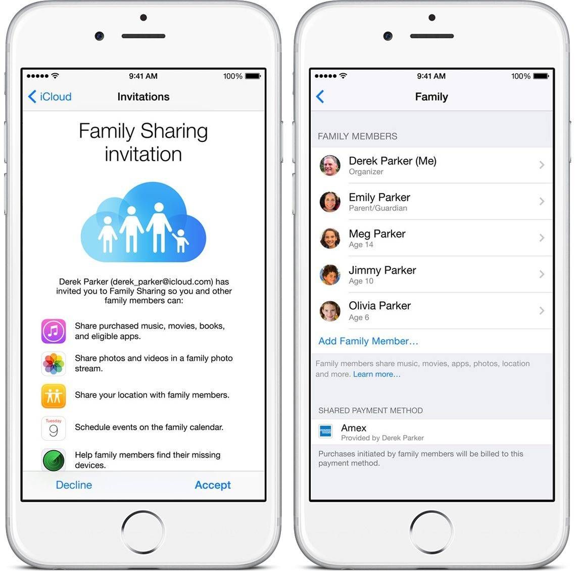 use family sharing for pictures icloud os x